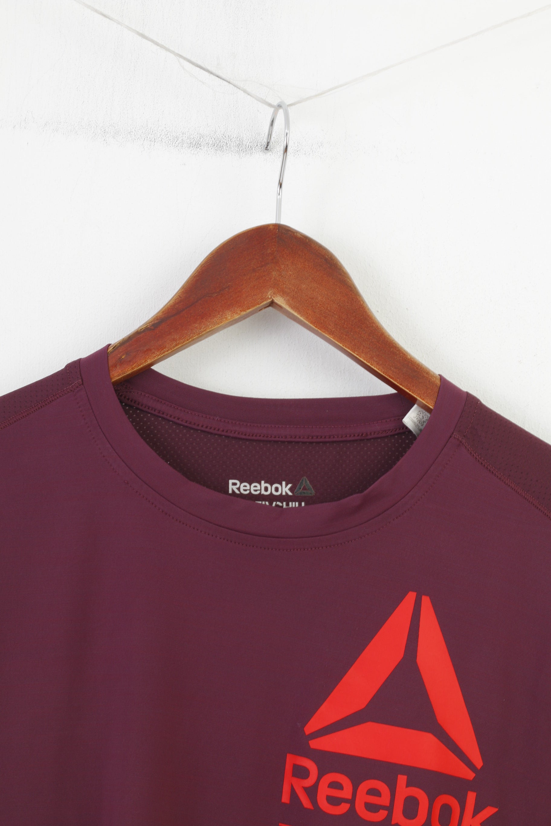 Maglia Reebok Donna XS Sport Bordeaux Girocollo Manica Corta Training Nylon Stretch Top