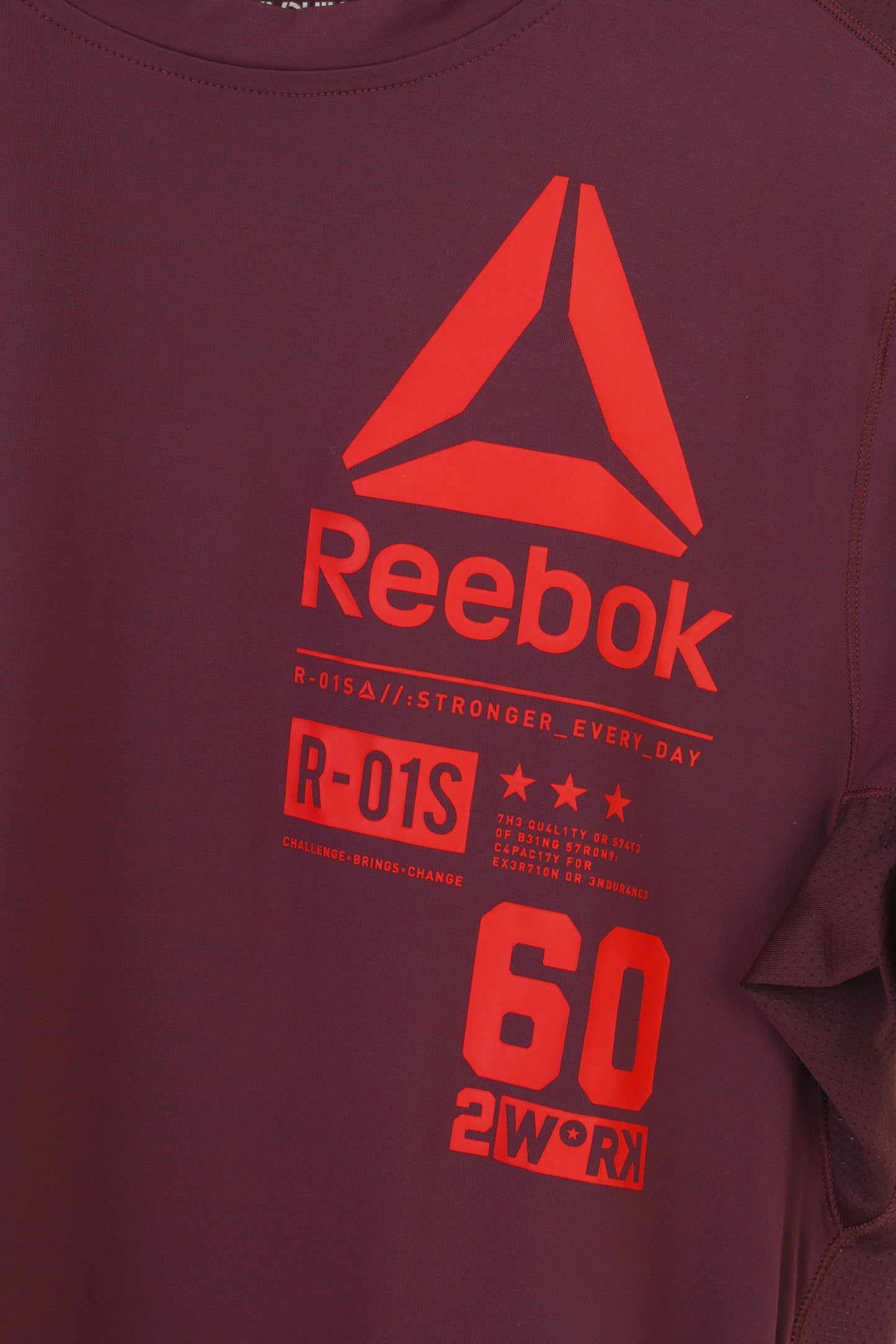 Reebok Woman XS Shirt Sport Bordeaux Col rond Manches courtes Training Nylon Stretch Top