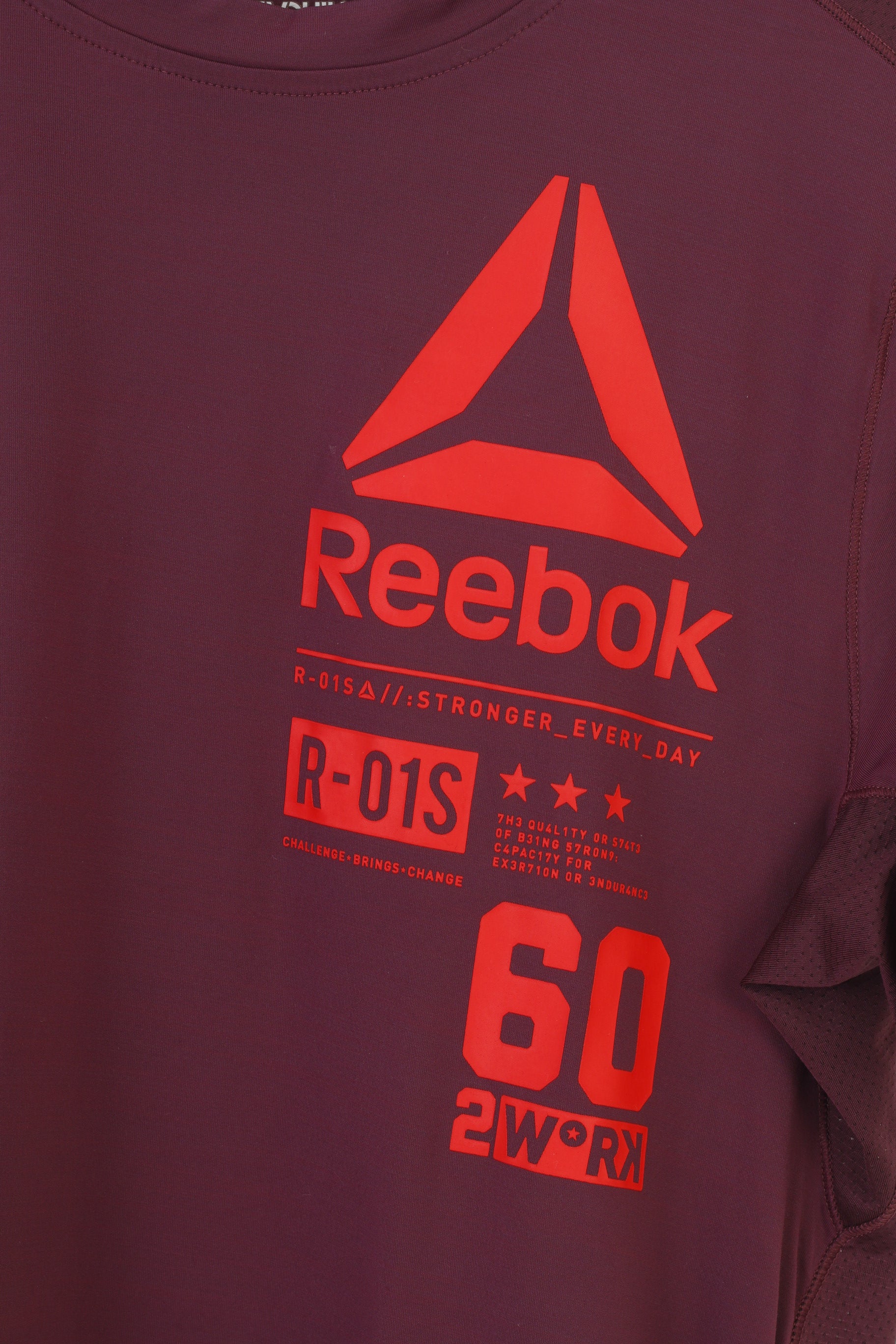 Maglia Reebok Donna XS Sport Bordeaux Girocollo Manica Corta Training Nylon Stretch Top