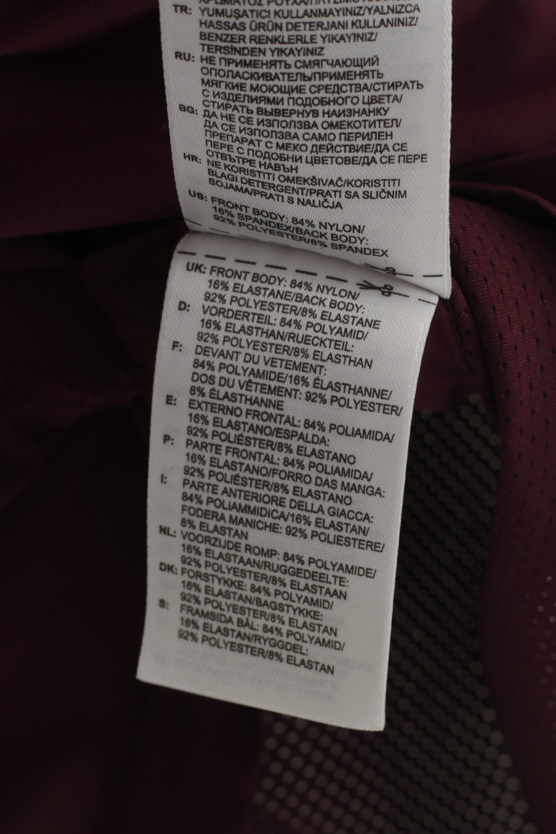 Reebok Woman XS Shirt Sport Bordeaux Col rond Manches courtes Training Nylon Stretch Top