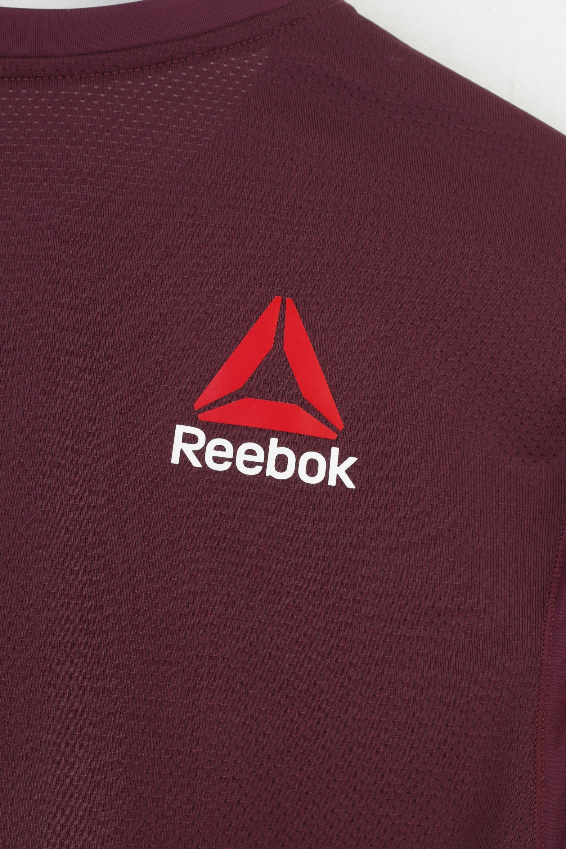 Reebok Woman XS Shirt Sport Bordeaux Col rond Manches courtes Training Nylon Stretch Top