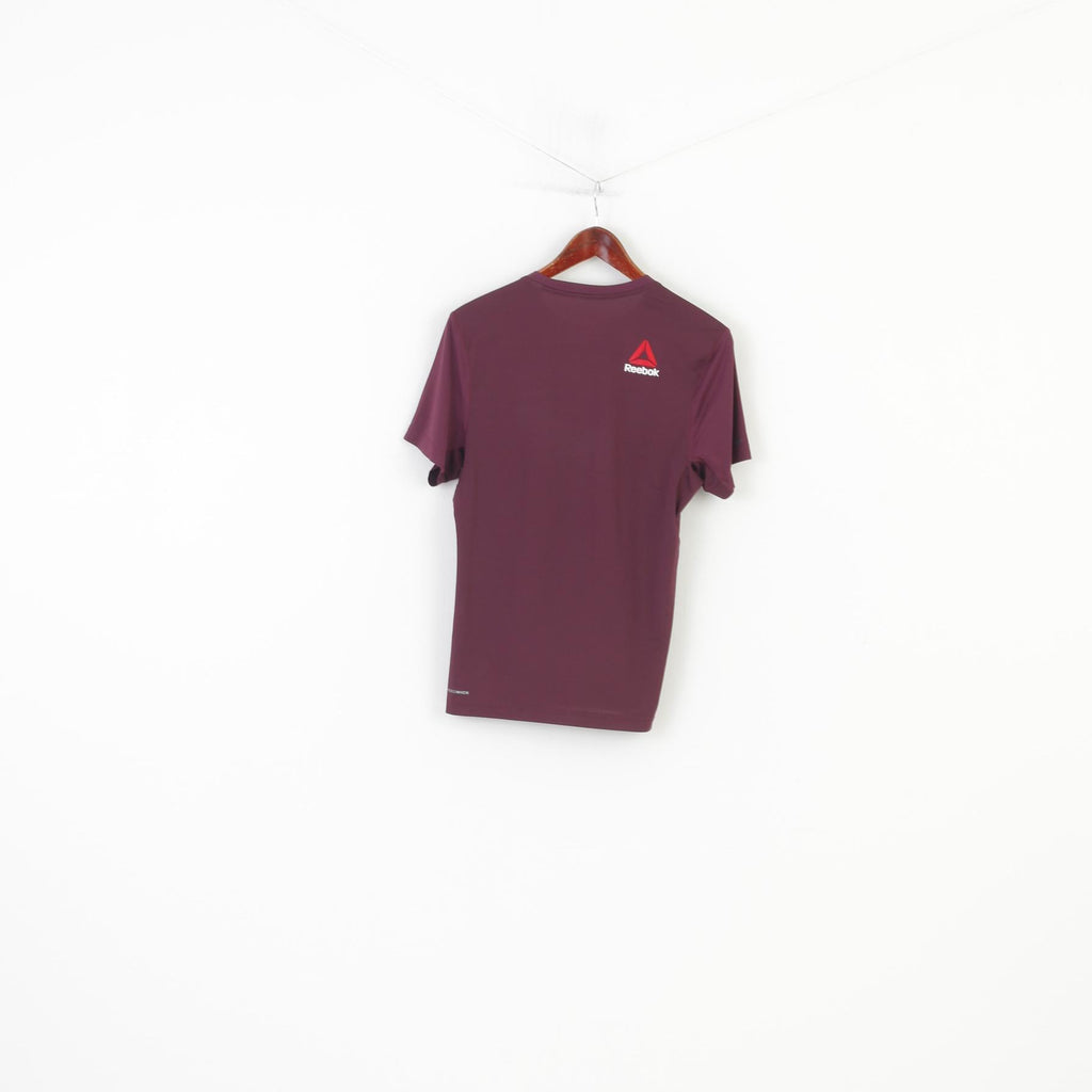 Reebok Woman XS Shirt Sport Bordeaux Col rond Manches courtes Training Nylon Stretch Top