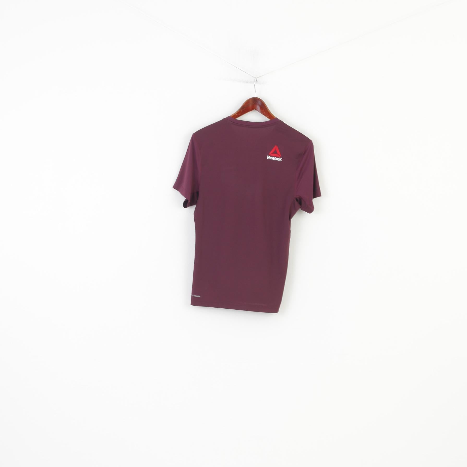 Reebok Woman XS Shirt Sport Bordeaux Col rond Manches courtes Training Nylon Stretch Top