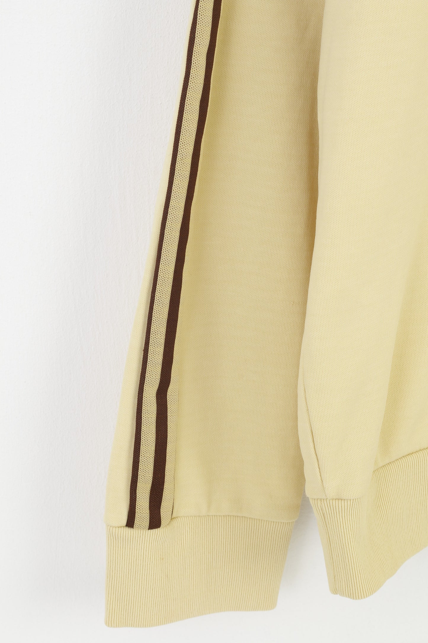 Adidas Men M Sweatshirt Jaune Nylon 90s 3 Stripes vintage Sport Full Zipper Top