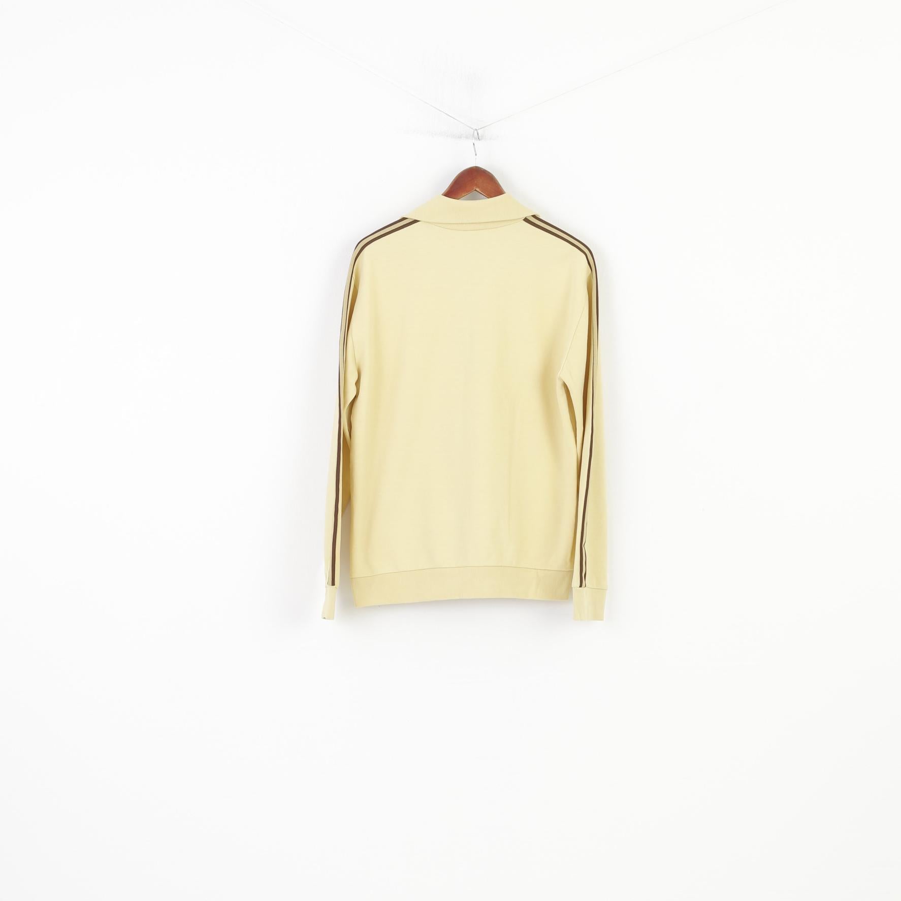 Felpa Adidas da uomo M gialla in nylon anni '90 3 strisce vintage sportiva con cerniera intera
