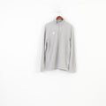 Adidas Men L Sweatshirt Grey Zip Neck Polyester Vintage Collar Top