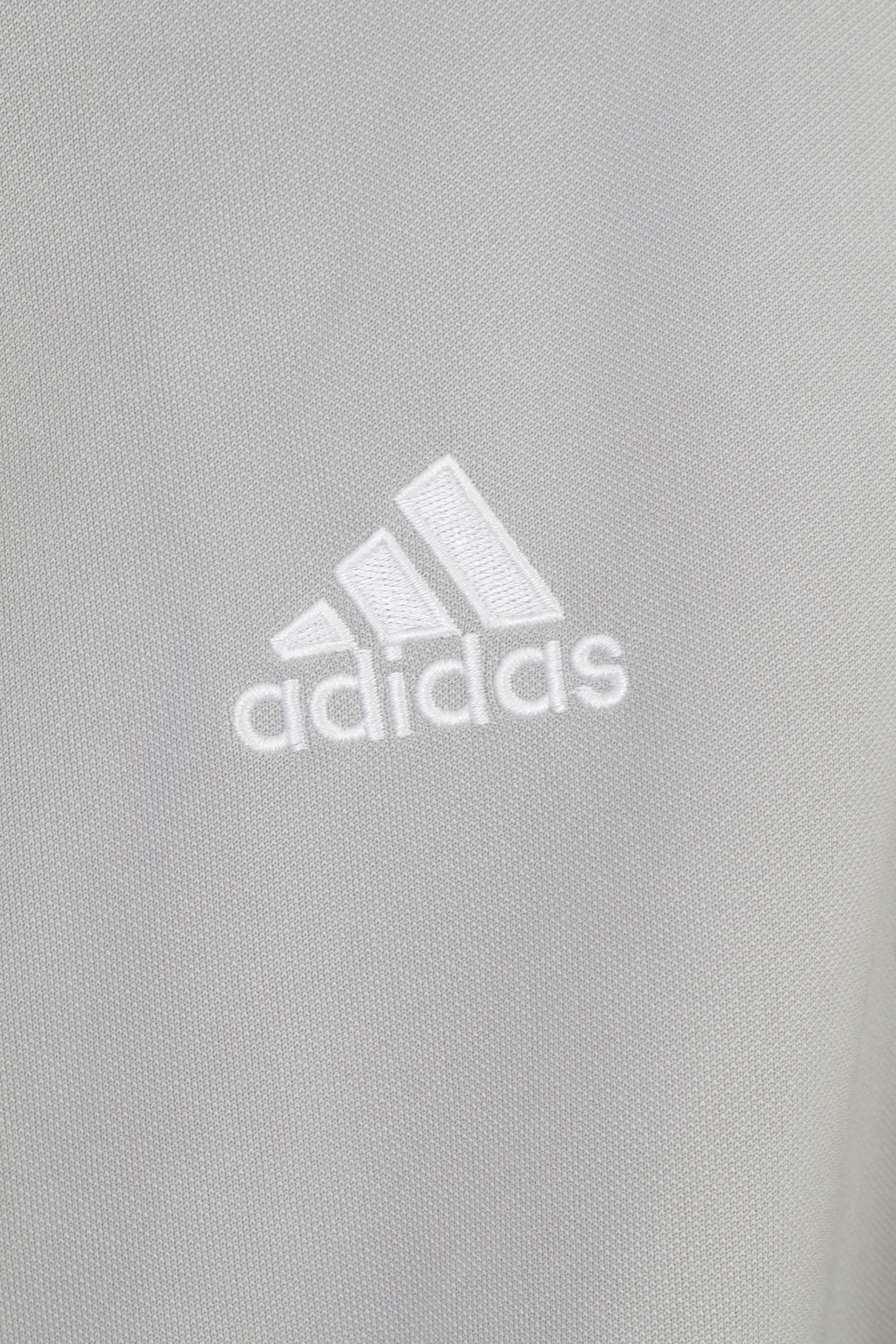 Adidas Men L Sweatshirt Grey Zip Neck Polyester Vintage Collar Top