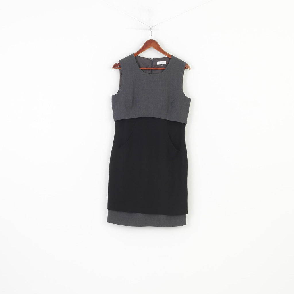 Calvin Klein Woman 10 M Dress Grey Sleeveless Elegant Vintage Midi 