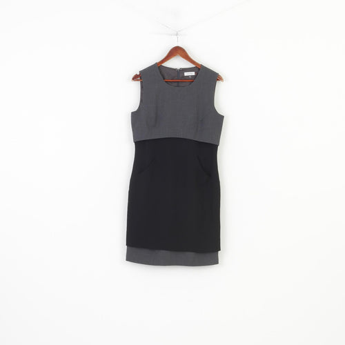 Calvin Klein Woman 10 M Dress Grey Sleeveless Elegant Vintage Midi 