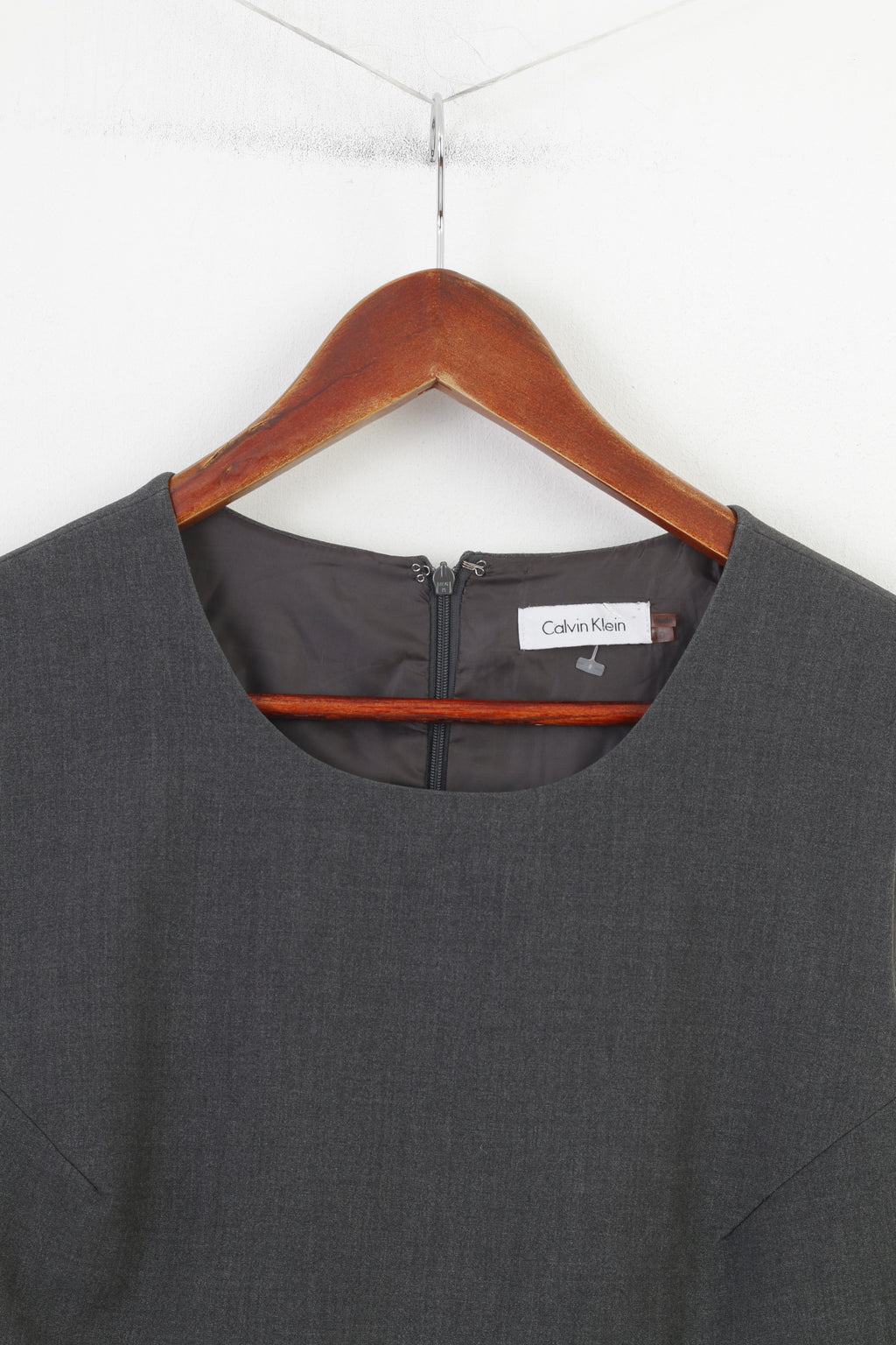 Calvin Klein Woman 10 M Dress Grey Sleeveless Elegant Vintage Midi