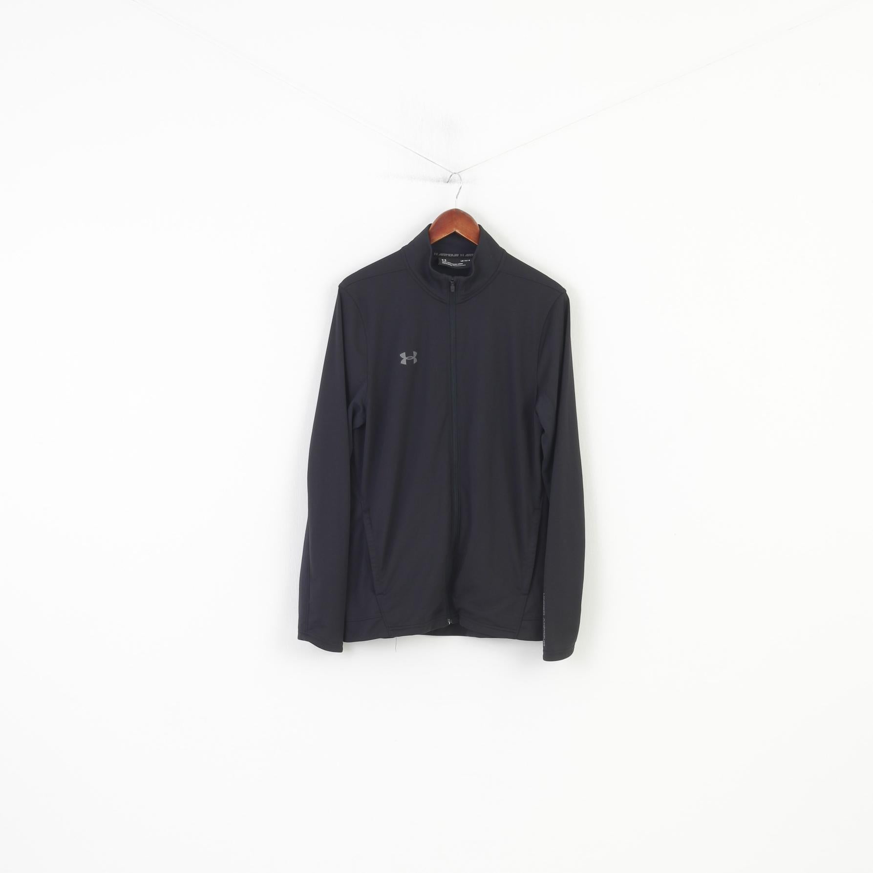 Under Armour Men L Sweatshirt Black Full Zipper Fitted Sport Collar Top