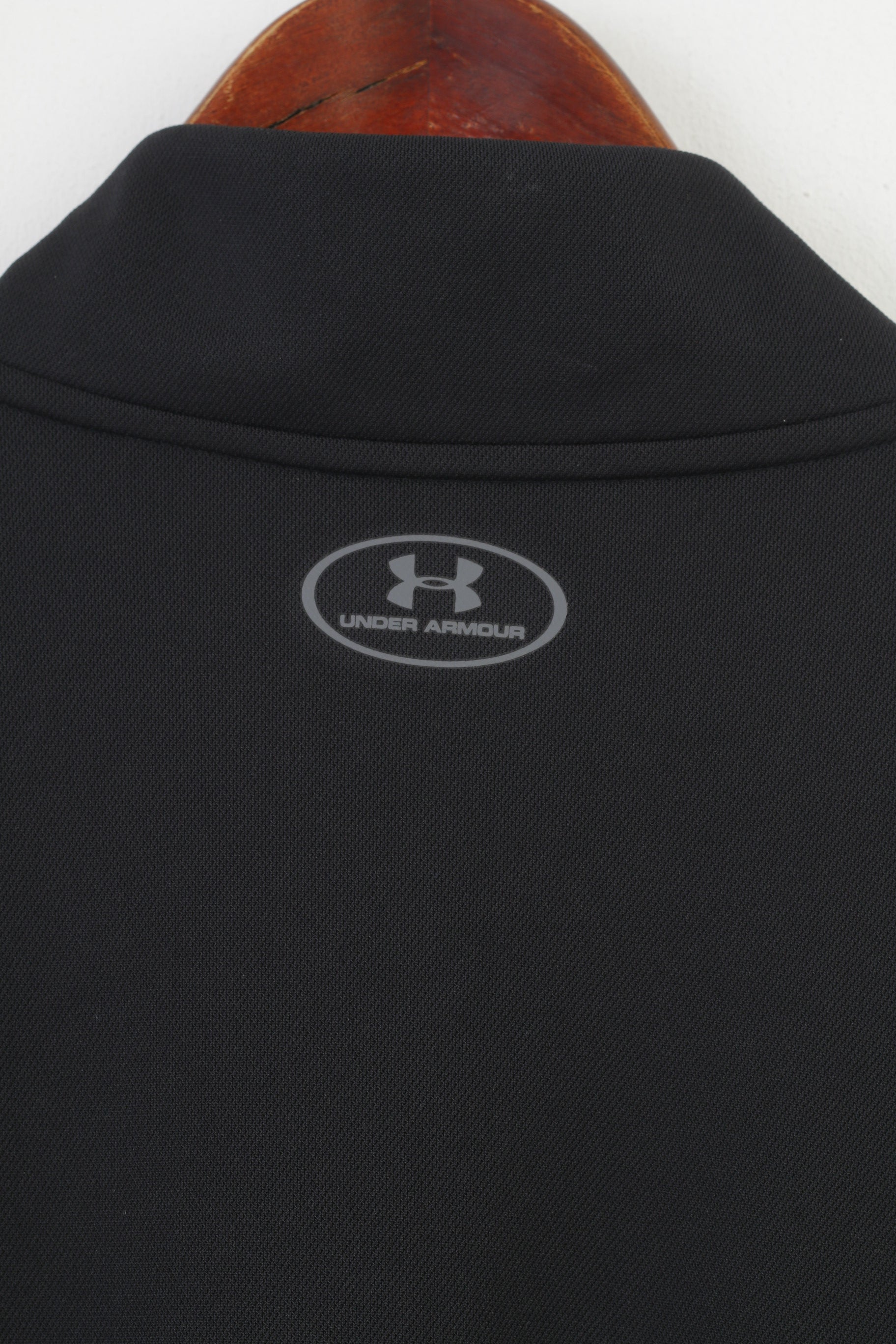 Under Armour Men L Sweatshirt Black Full Zipper Fitted Sport Collar Top