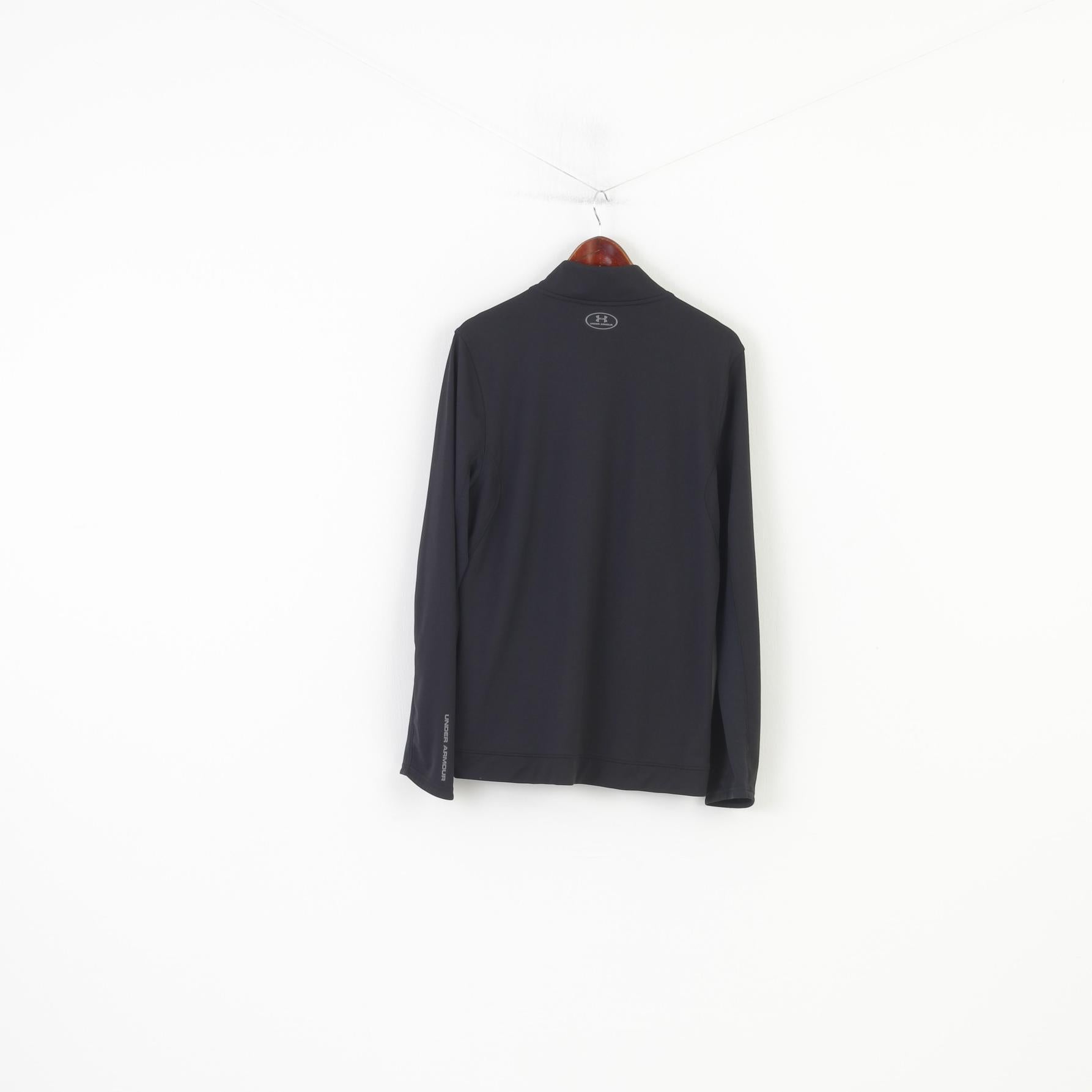 Under Armour Men L Sweatshirt Black Full Zipper Fitted Sport Collar Top