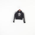 Adidas Girls 9 Age Hoodie Black 3 Stripes Cotton Vintage Sweatshirt Top
