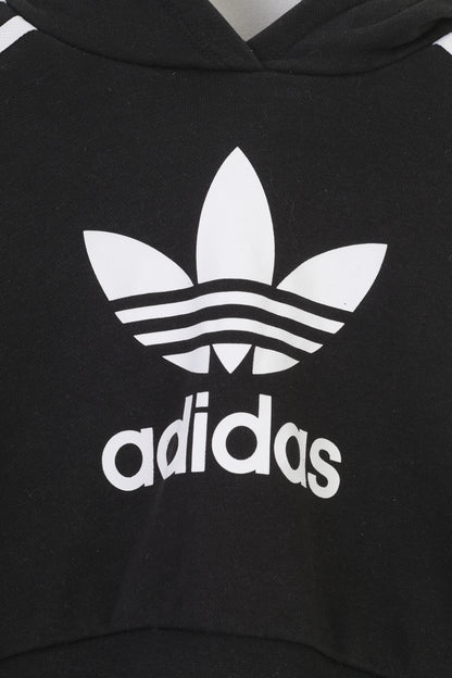 Felpa Adidas Girls 140 9 Age Felpa nera con cappuccio in cotone vintage sportivo