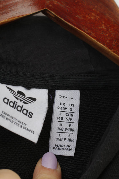 Adidas Girls 140 9 Age Sweatshirt Noir Sweat à capuche Coton vintage Sport Top