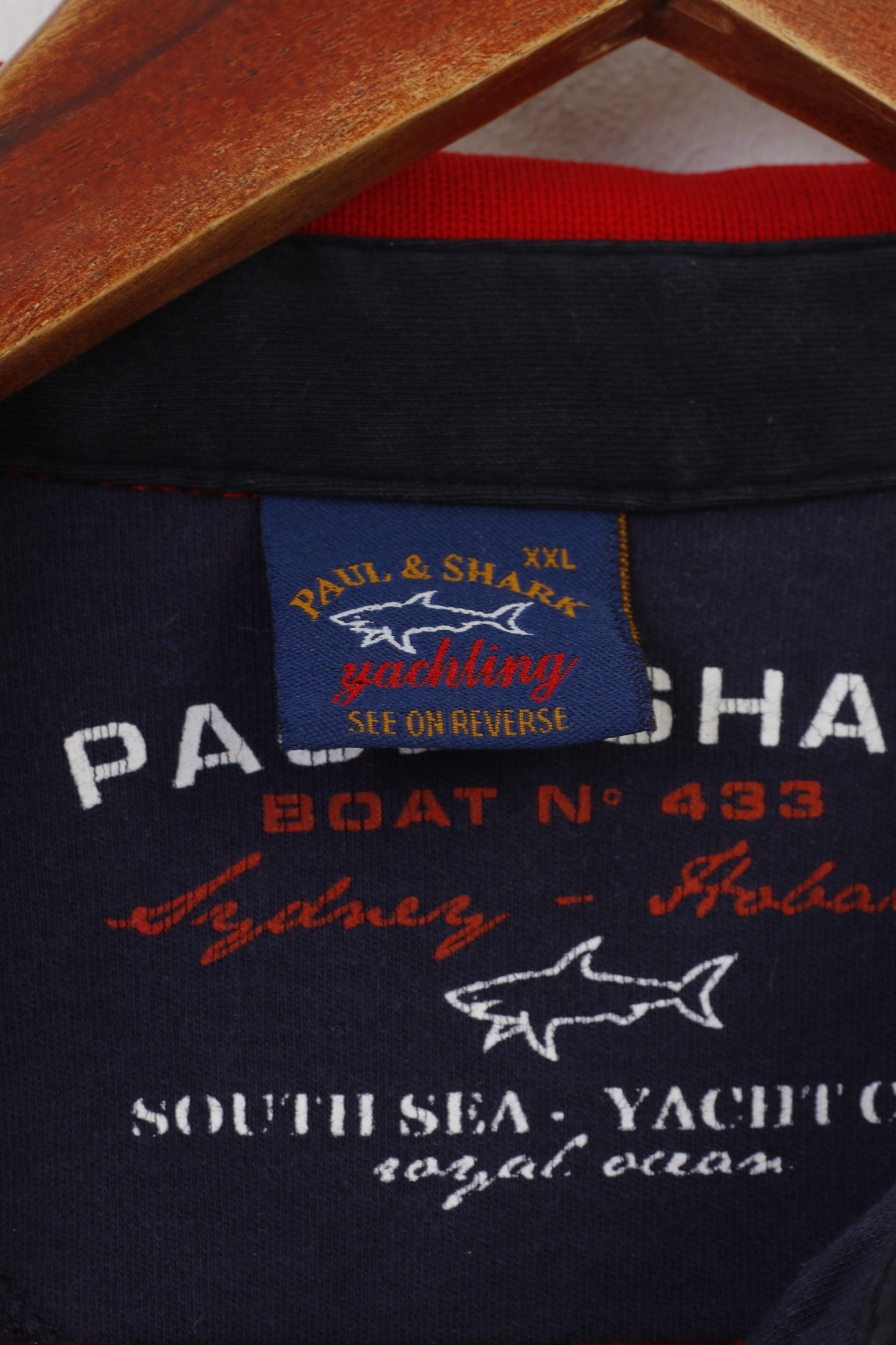 Paul&amp;Shark Polo XXL da uomo con colletto rosso Yachting Club in cotone vintage