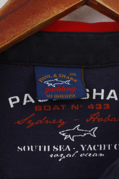 Paul&amp;Shark Polo XXL da uomo con colletto rosso Yachting Club in cotone vintage