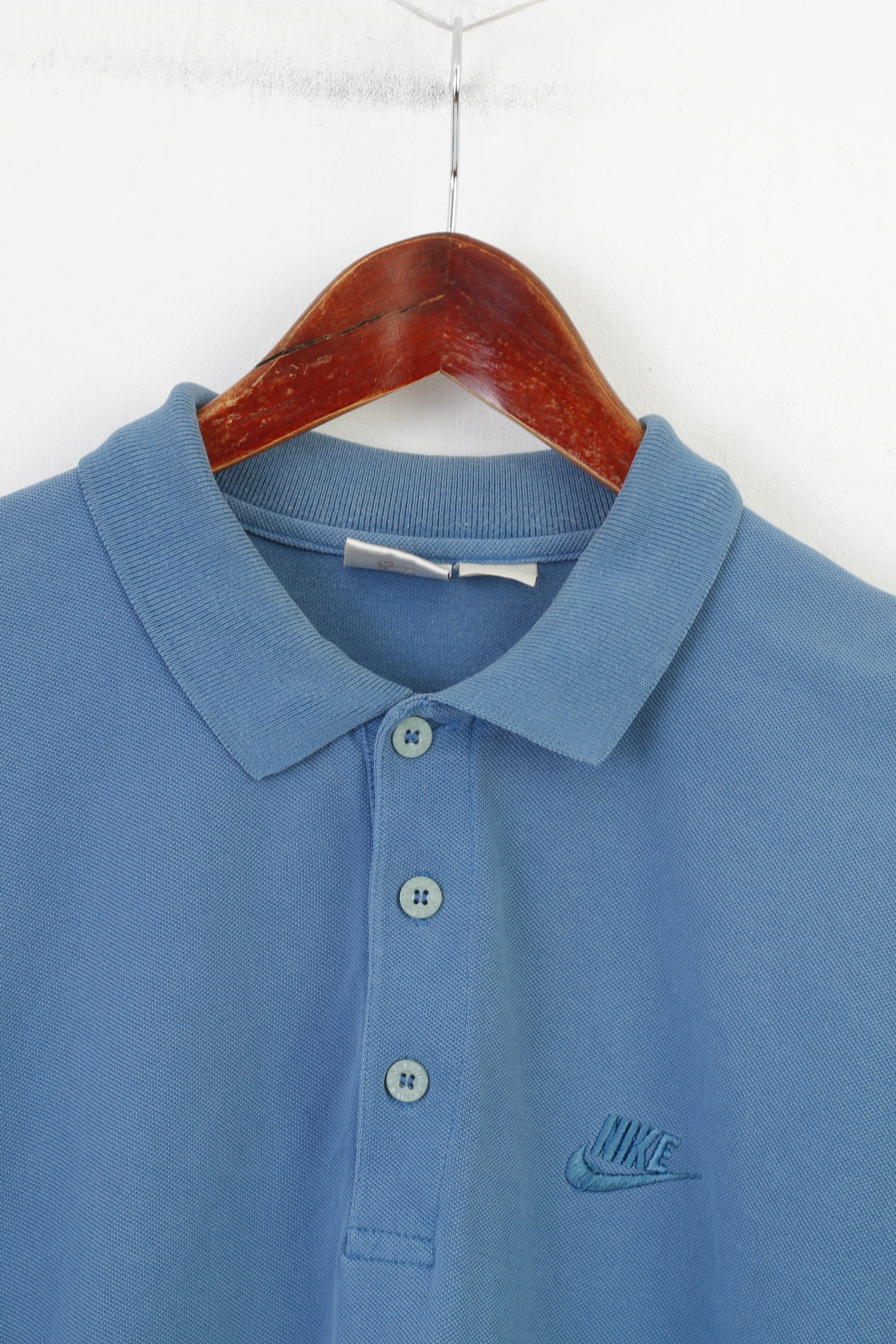 Nike Homme M Polo Bleu Coton 90s Col Sport Vintage Manches Courtes Haut