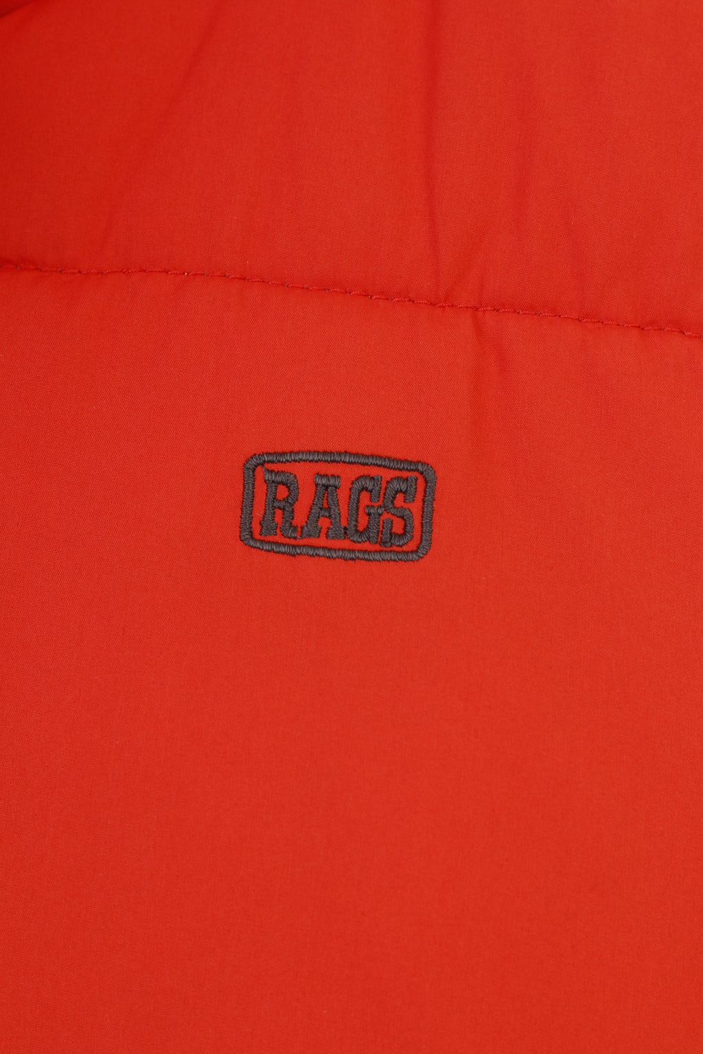 Ragsco Gilet XL da uomo arancione Puffer Downhill Racer imbottito con cerniera intera vintage