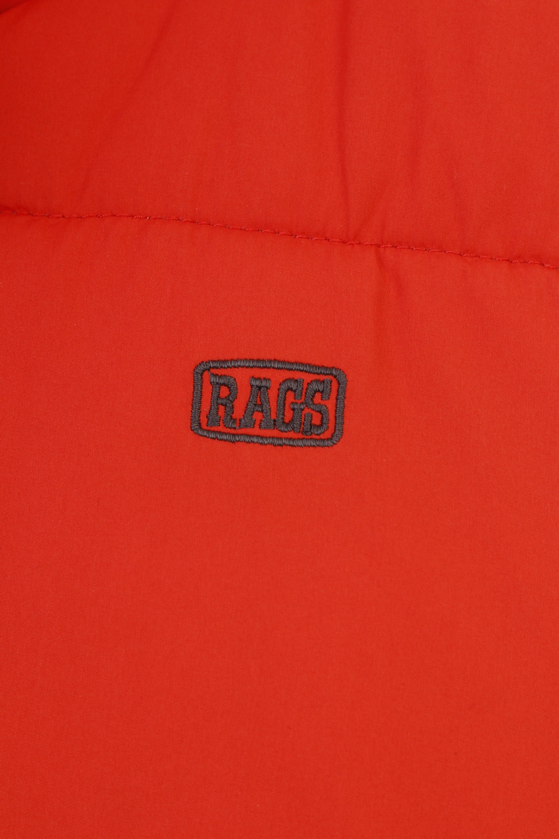 Ragsco Gilet XL da uomo arancione Puffer Downhill Racer imbottito con cerniera intera vintage