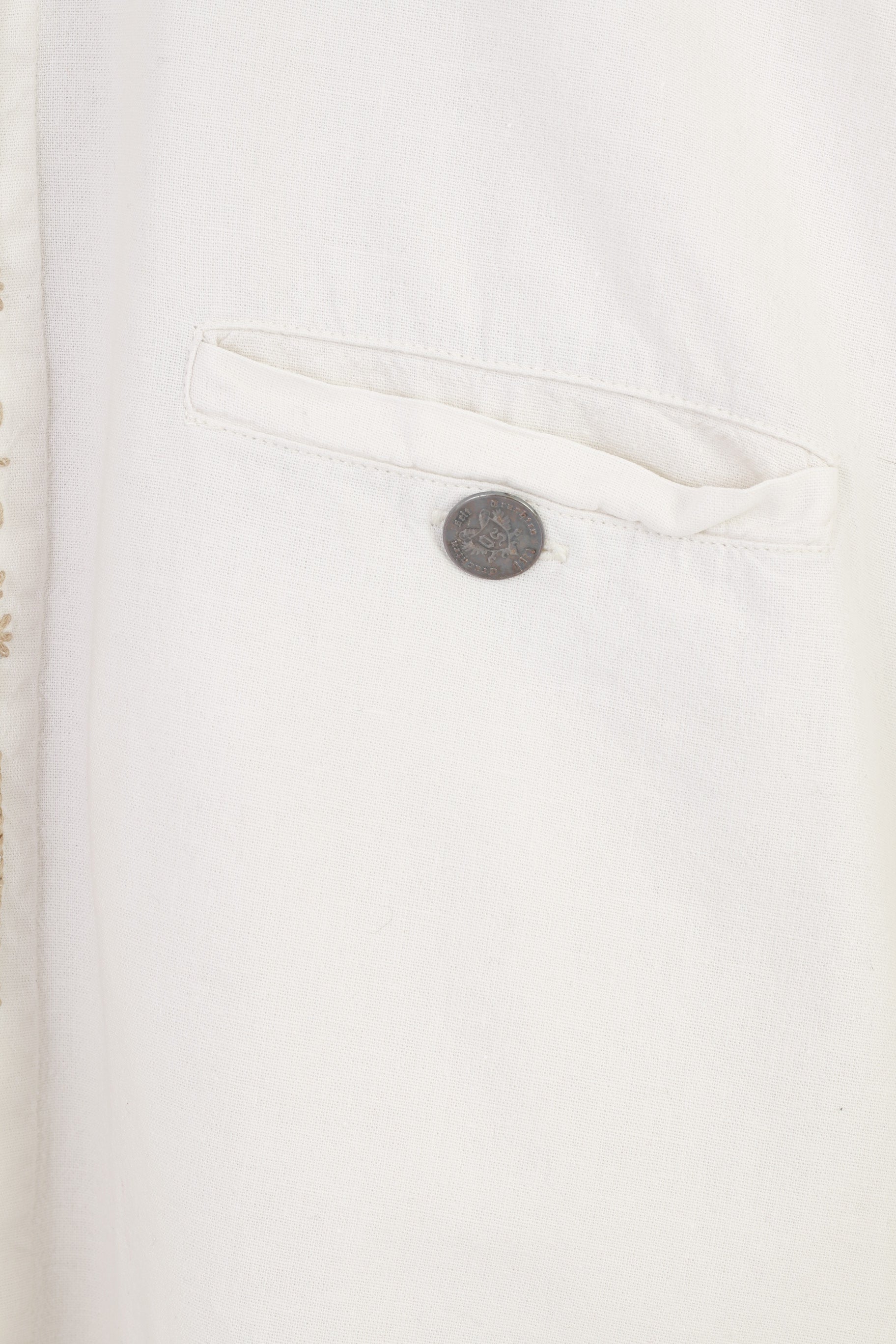 Drachten hommes XL chemise décontractée blanc à manches courtes broderie coton haut Vintage