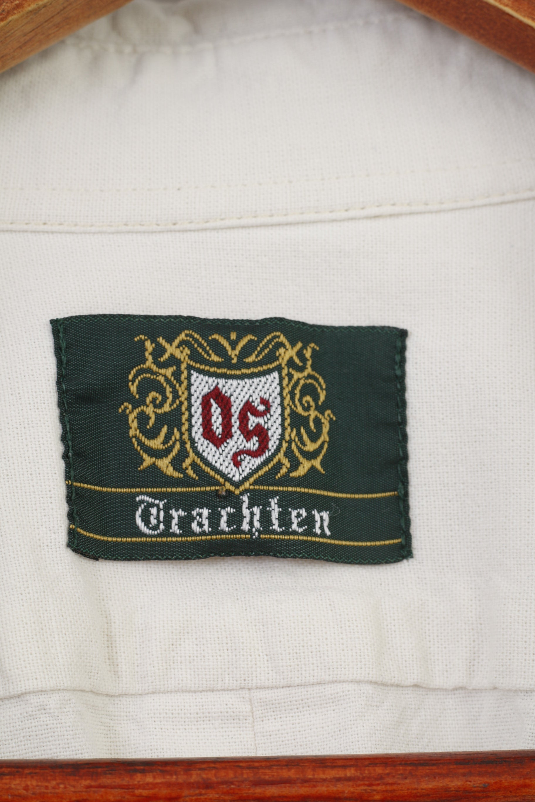 Drachten hommes XL chemise décontractée blanc à manches courtes broderie coton haut Vintage
