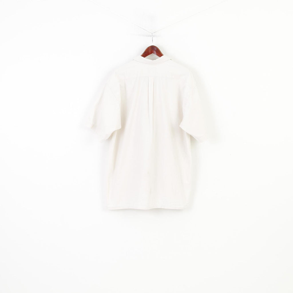 Drachten hommes XL chemise décontractée blanc à manches courtes broderie coton haut Vintage