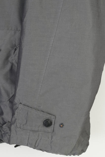 Milestone Men 56 XL Jacket Grey Silver Full Zipper Nylon Outdoor Shine Vintage Hood Top