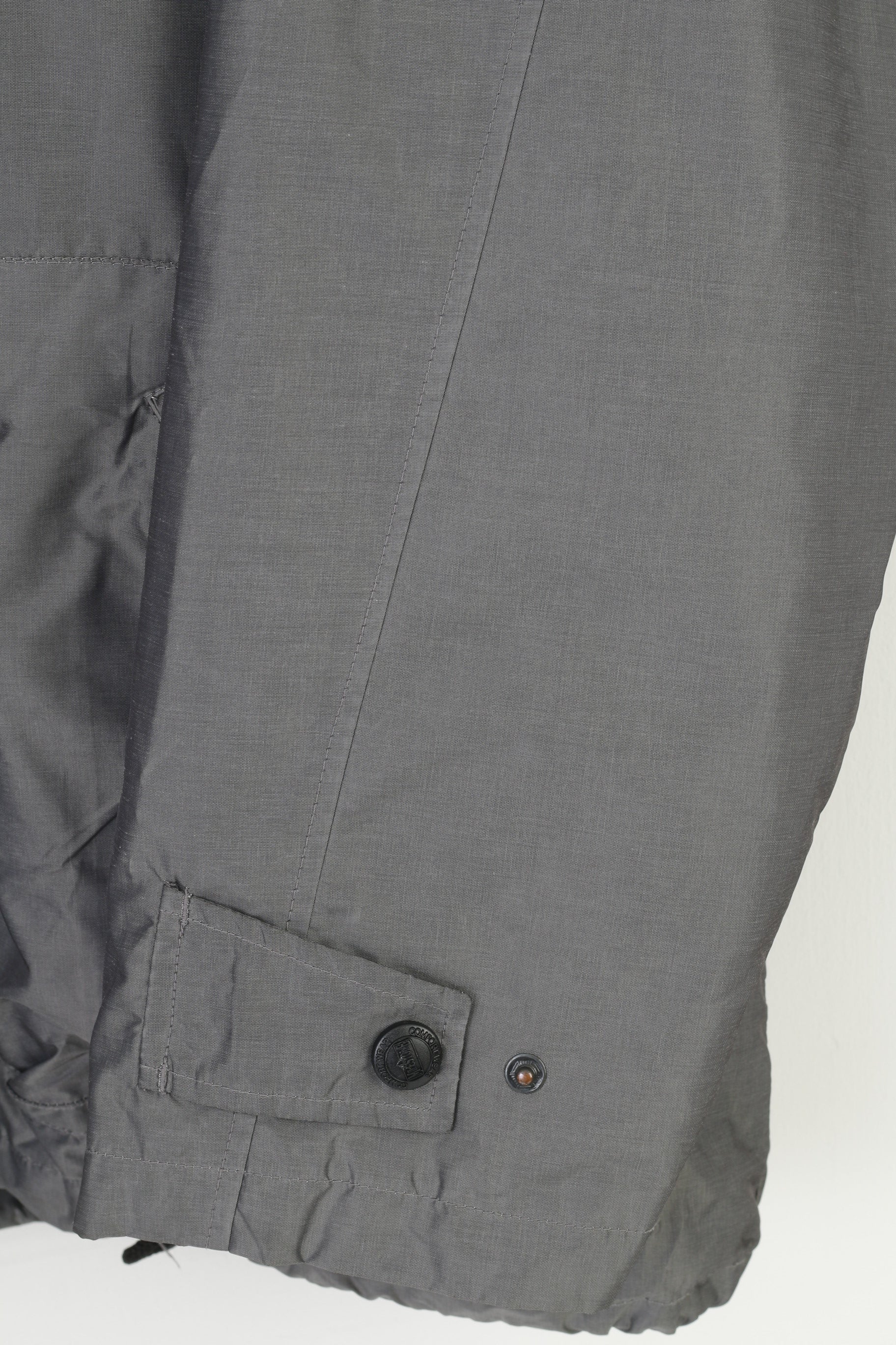 Milestone Hommes 56 XL Veste Gris Argent Fermeture Éclair Complète Nylon Extérieur Brillance Vintage Capuche Haut