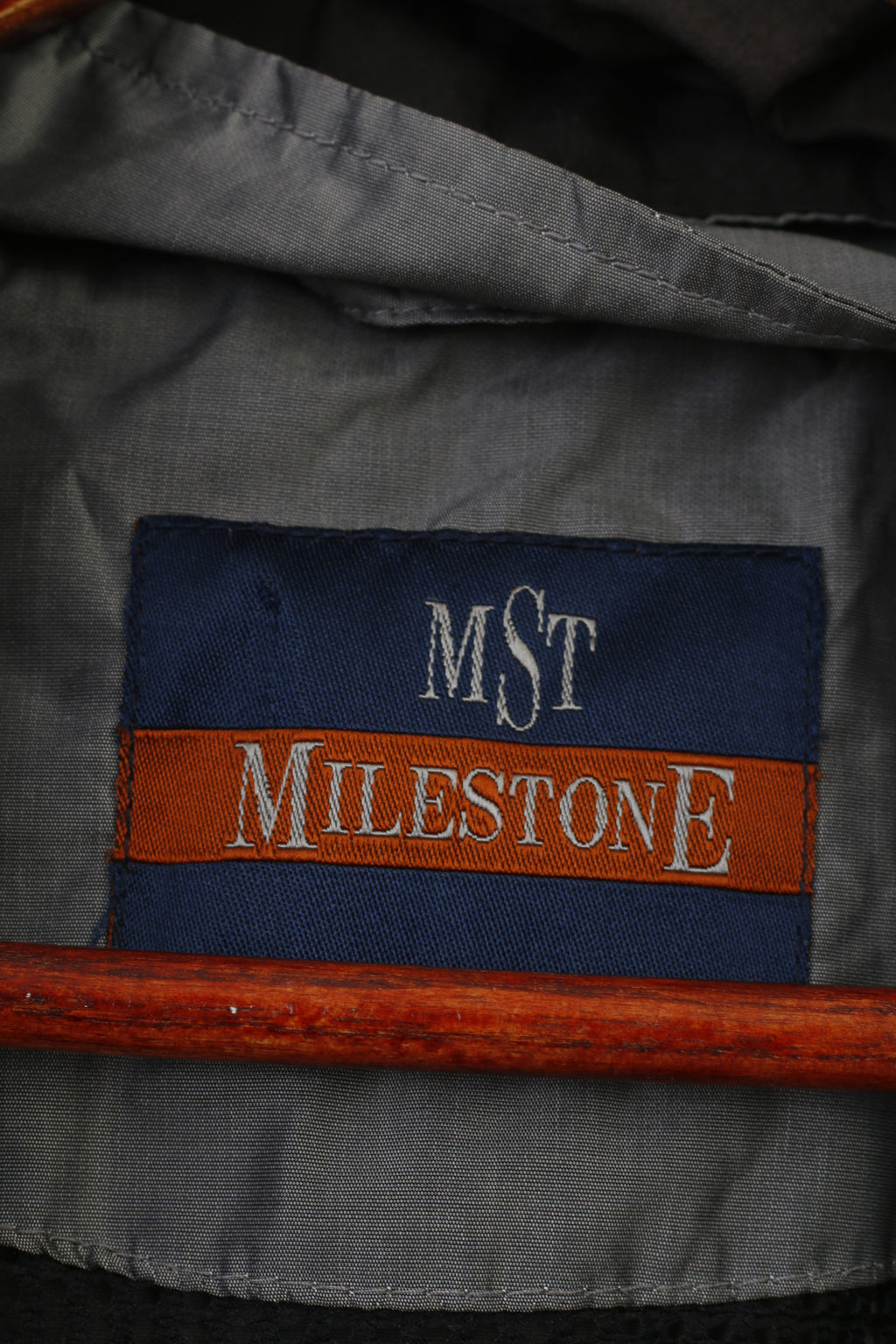 Milestone Hommes 56 XL Veste Gris Argent Fermeture Éclair Complète Nylon Extérieur Brillance Vintage Capuche Haut