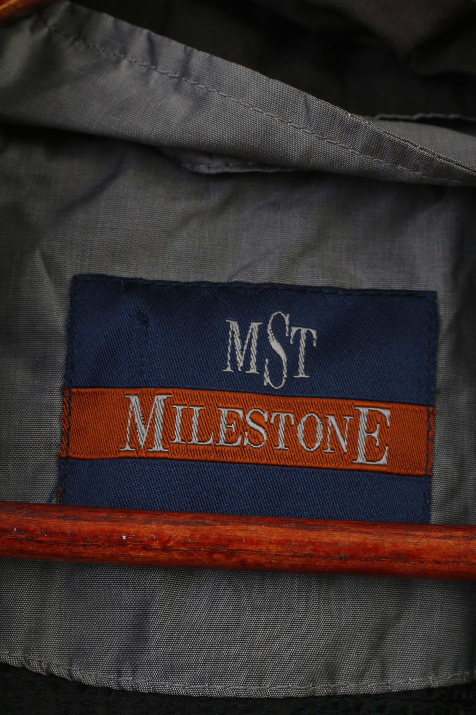 Milestone Hommes 56 XL Veste Gris Argent Fermeture Éclair Complète Nylon Extérieur Brillance Vintage Capuche Haut