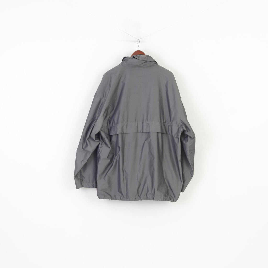 Milestone Hommes 56 XL Veste Gris Argent Fermeture Éclair Complète Nylon Extérieur Brillance Vintage Capuche Haut
