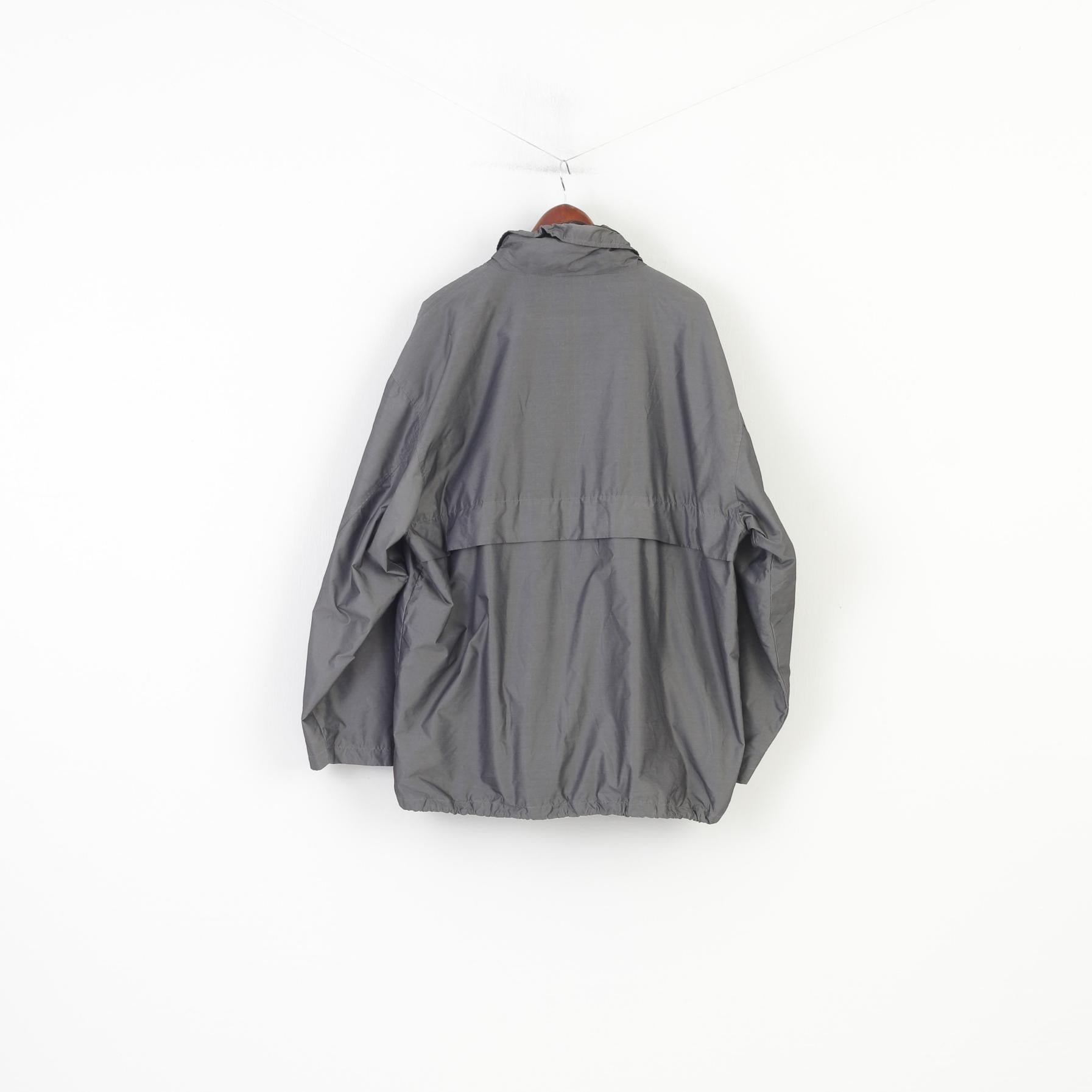 Milestone Hommes 56 XL Veste Gris Argent Fermeture Éclair Complète Nylon Extérieur Brillance Vintage Capuche Haut