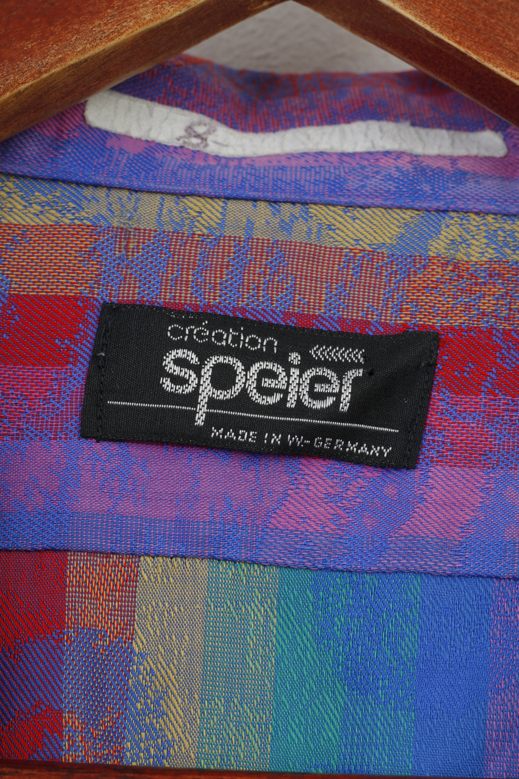 Creation Speier Men L Casual Shirt Multi Color Striped Cotton  Summer Short Sleeve Vintage Top