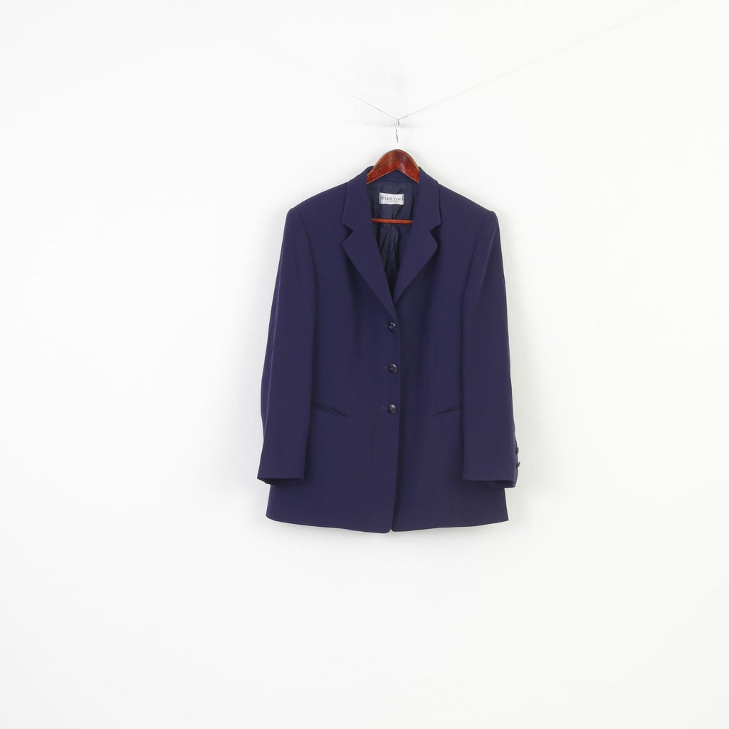 Marcona Women 18 XL Blazer Navy Single Breasted Shoulder Pads Bottoms Jacket Top