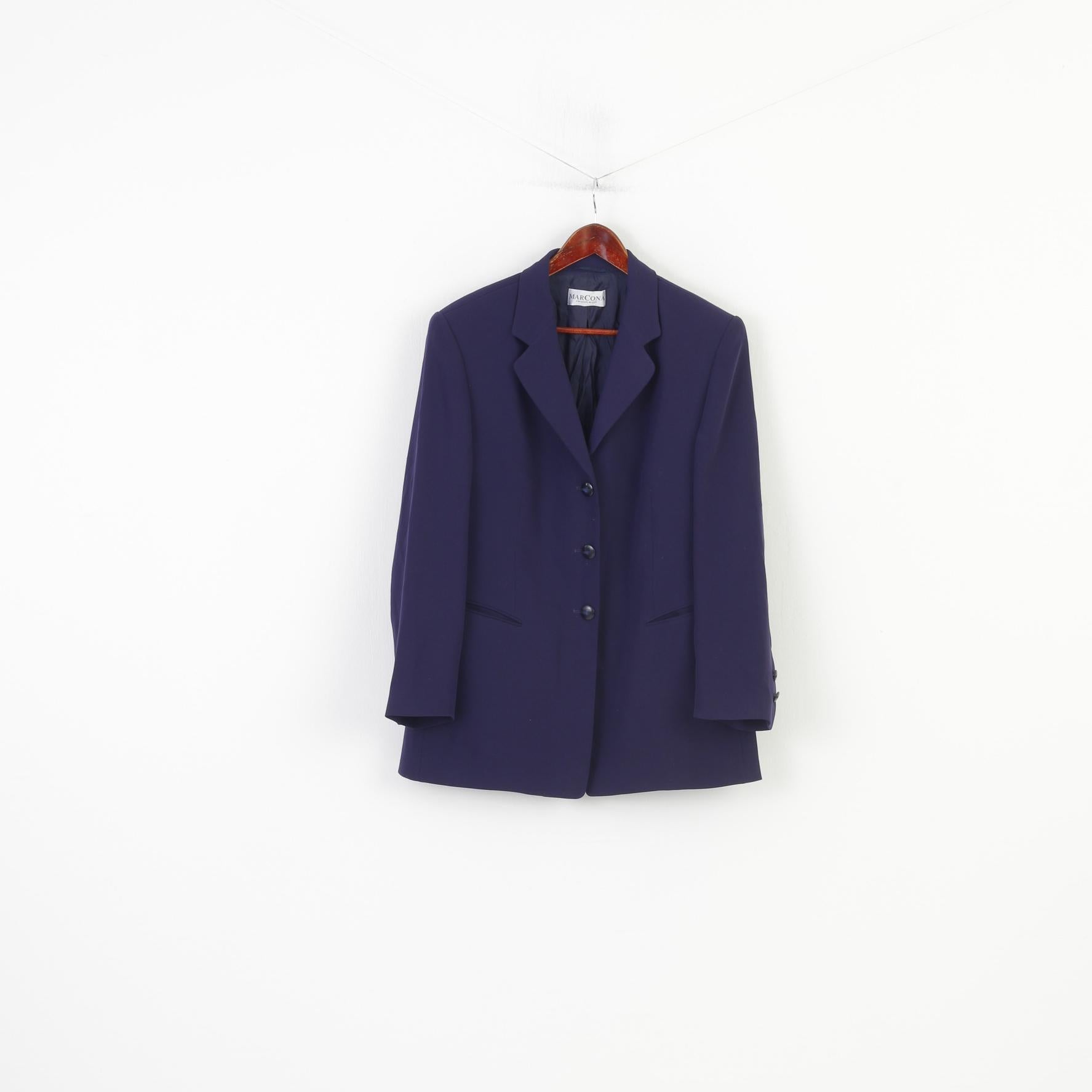 Marcona Women 18 XL Blazer Navy Single Breasted Shoulder Pads Bottoms Jacket Top