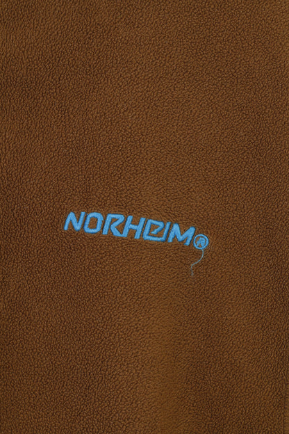 Norheim Women L Fleece Brown Zip Neck Slim Fit Outdoor Vintage Top