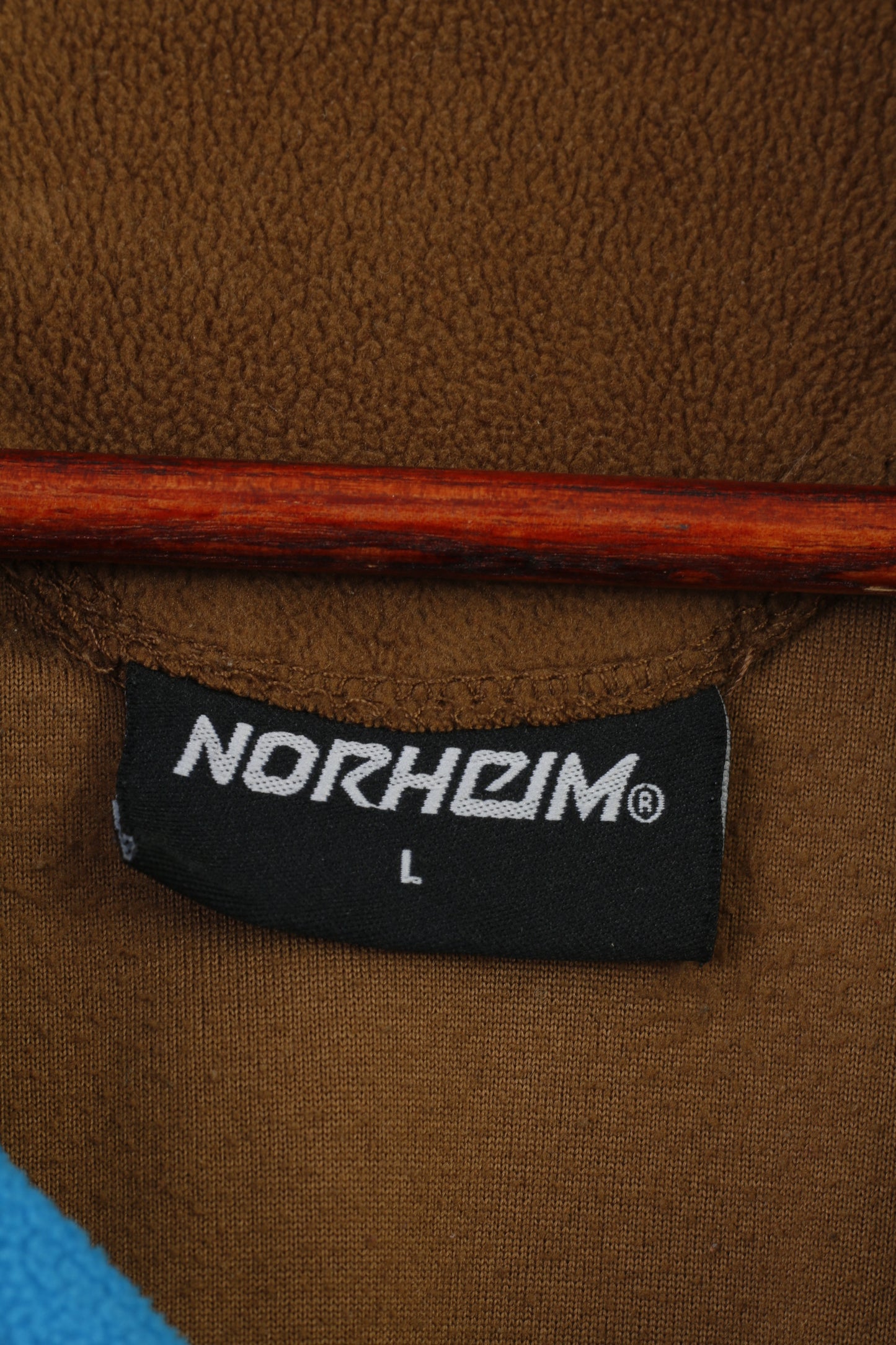 Norheim Women L Fleece Brown Zip Neck Slim Fit Outdoor Vintage Top