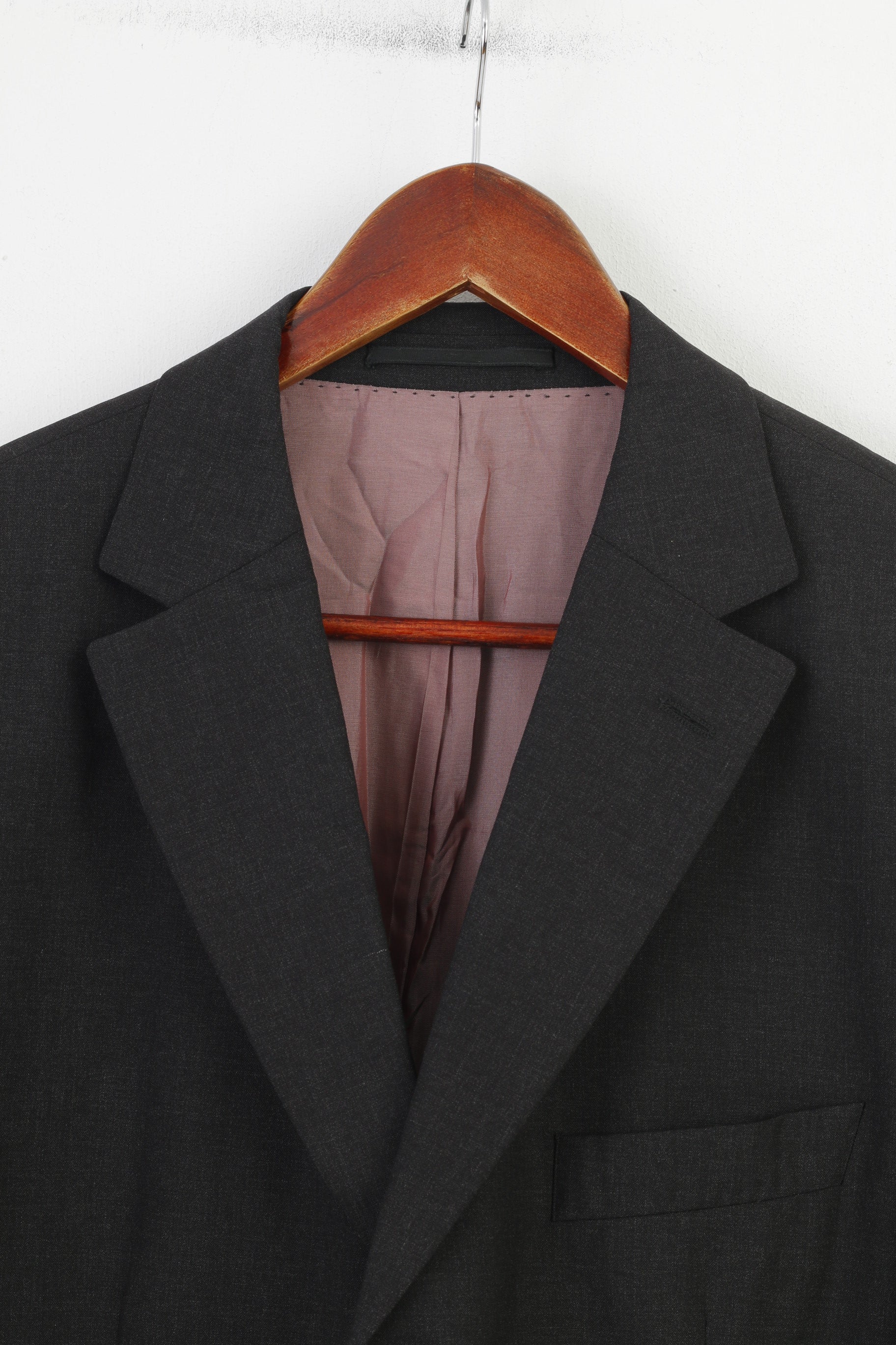 Hugo Boss Men 52 42 Blazer Charcoal Vintage Wool Stretch Single Breasted  Jacket