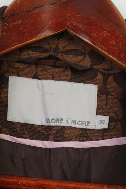 More & More Woman 36 S Coat Brown Cotton Single Breasted Geometric Print Vintage Top