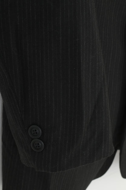 Joe Delancey Uomo 38 48 Blazer Giacca vintage monopetto in lana con colletto rialzato a righe nere