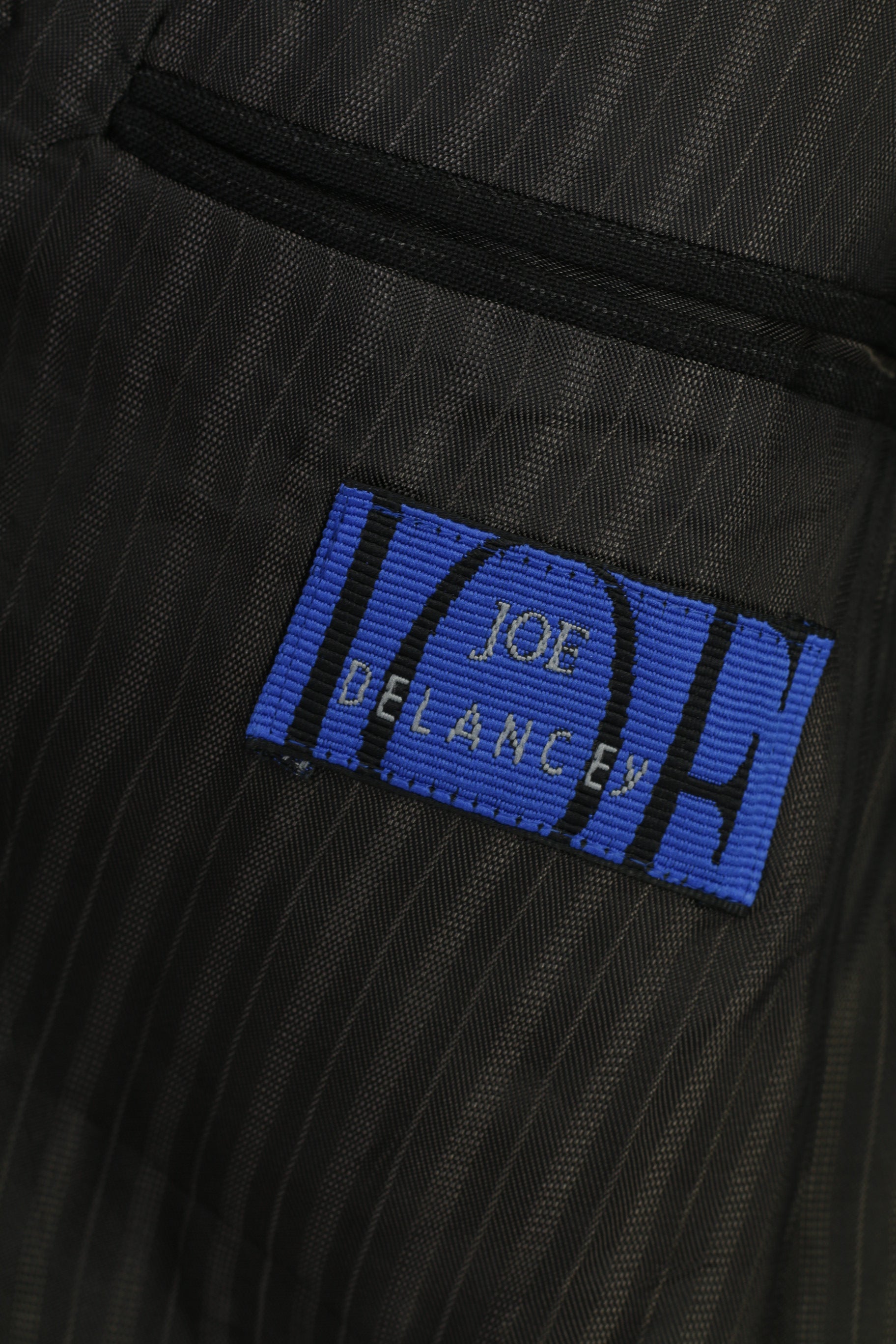 Joe Delancey Men 38 48 Blazer Black Striped Stand Up Collar Wool Single Breasted Vintage Jacket