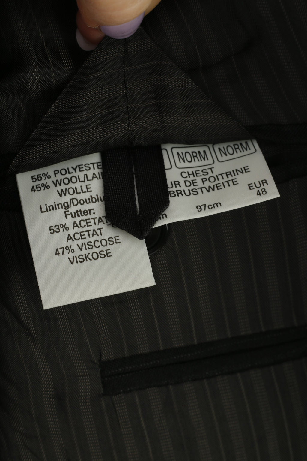 Joe Delancey Uomo 38 48 Blazer Giacca vintage monopetto in lana con colletto rialzato a righe nere