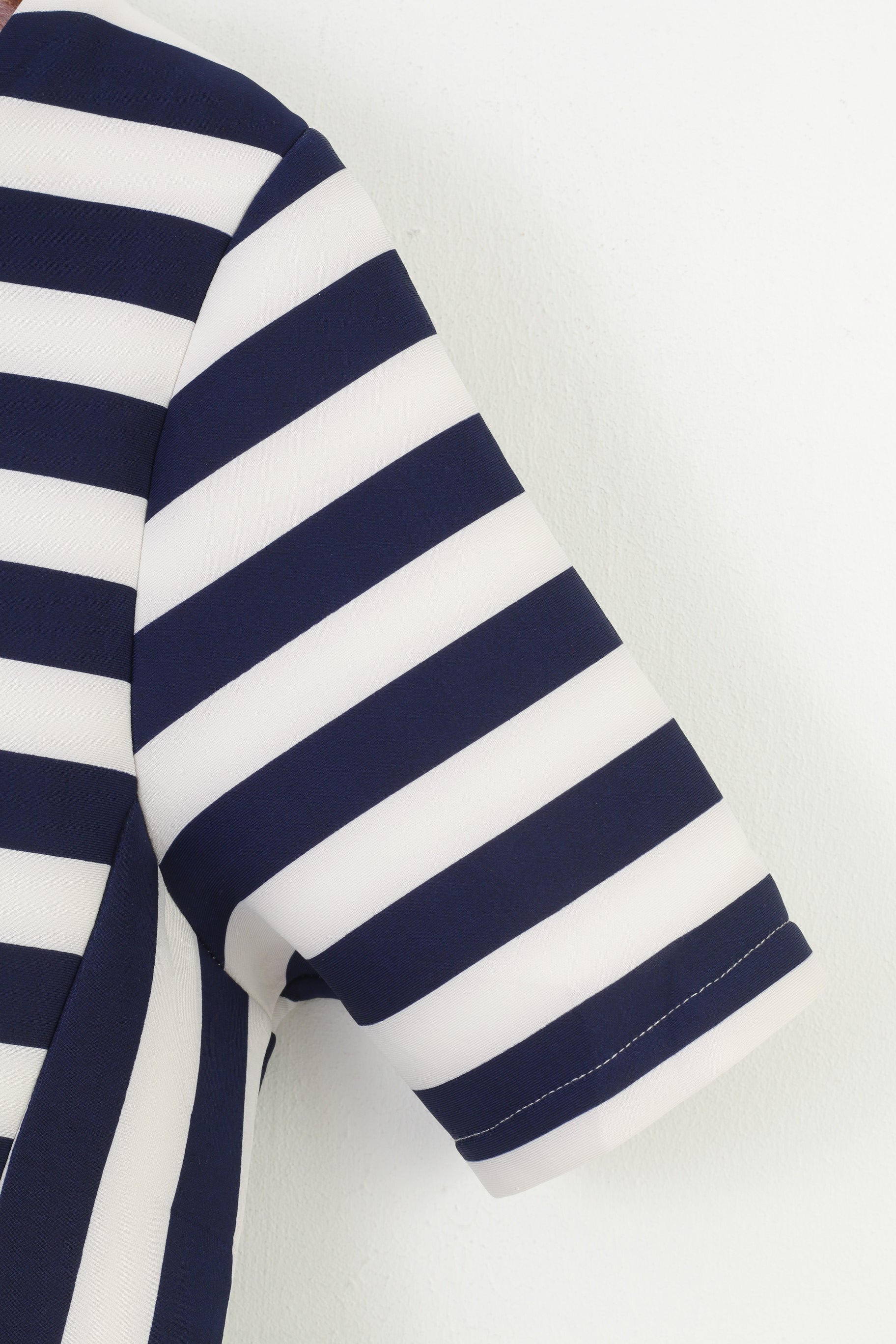 Angel Paris Femme 14 L Mini Robe Marine Rayé Petit Manches Courtes Col Rond Fermeture Éclair 