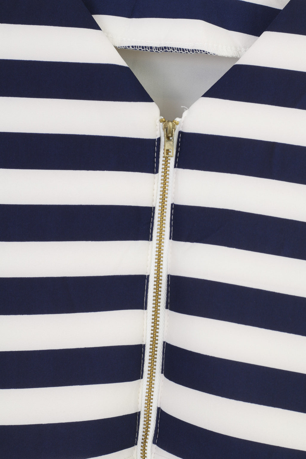 Angel Paris Women 14 L Mini Dress Marine Striped Petit Short Sleeve Crew Neck Zipper