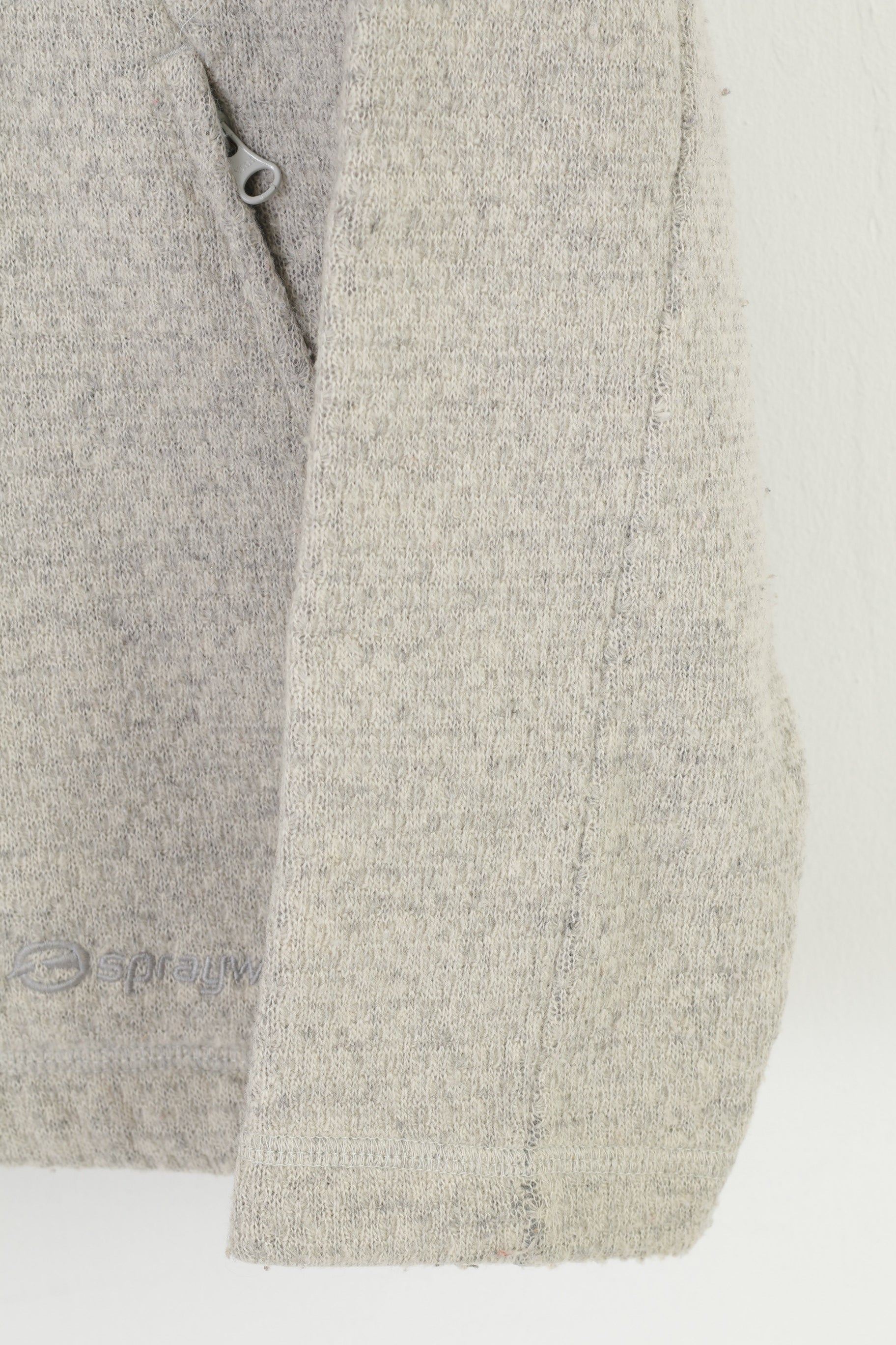 Sprayway Women 10 S Sweatshirt Grey Hooded Zip Up Wool Jacket Vintage Top