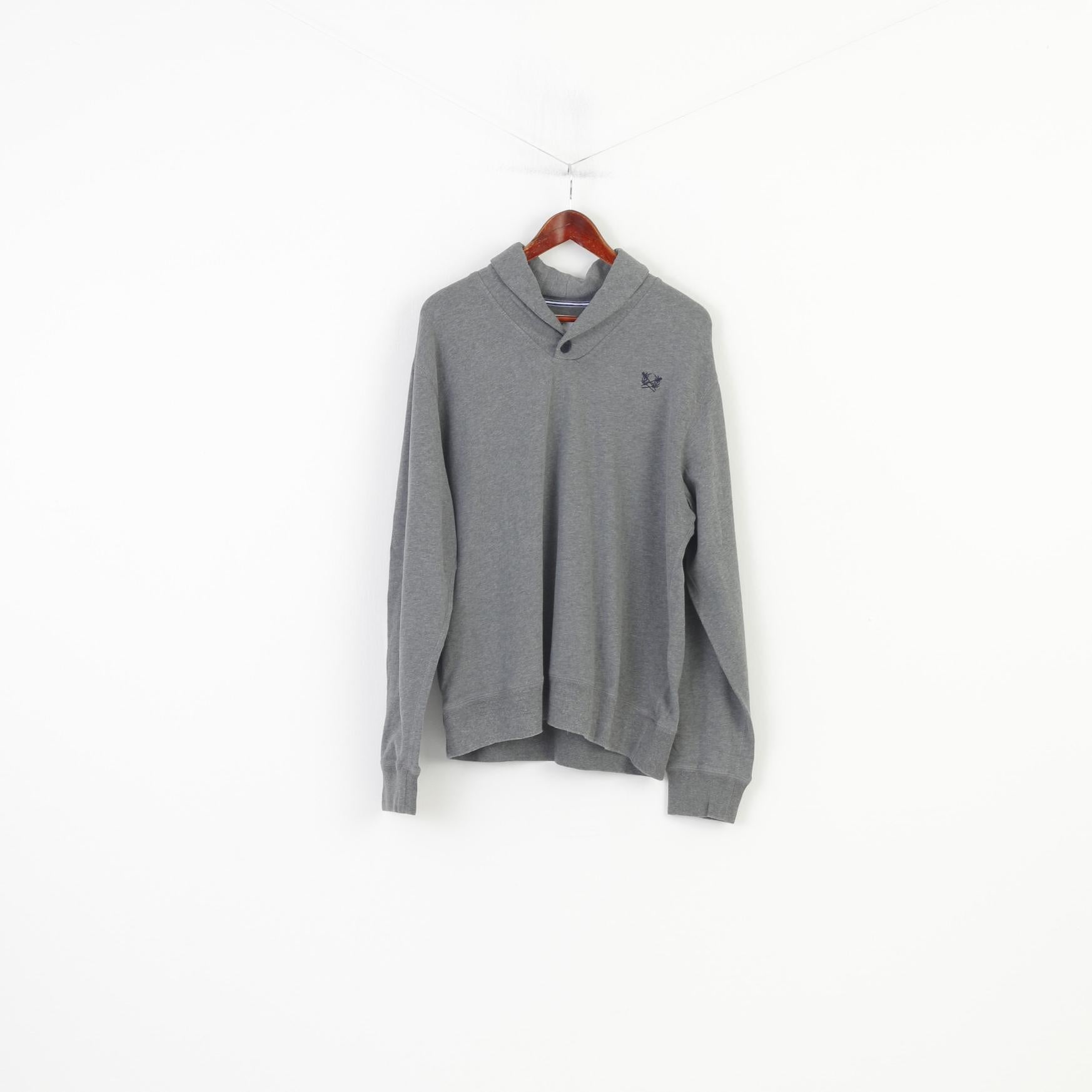 Paul Kehl Men L Sweatshirt Grey Cotton Collar Sport & Style Vintage Blouse Top