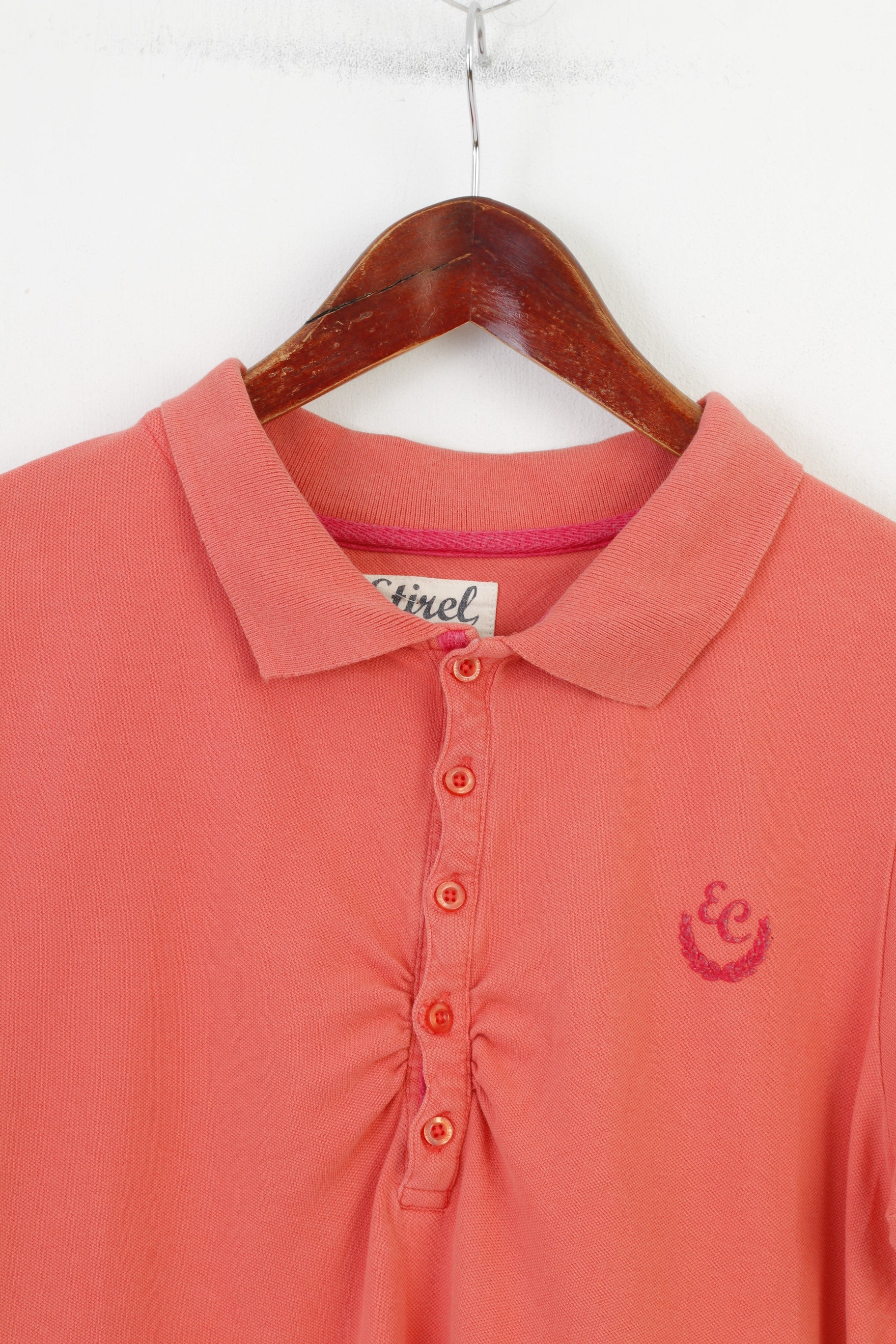 Etirel Polo da donna L in cotone manica corta arancione fondo estivo top sportivo vintage