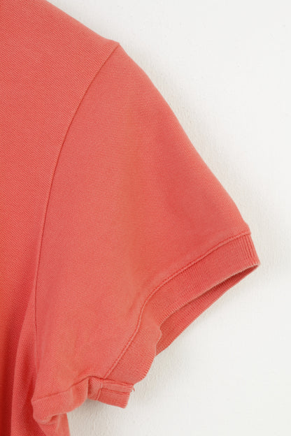 Etirel Femmes L Polo Coton Manches Courtes Orange Bas D'été Vintage Sportswear Haut